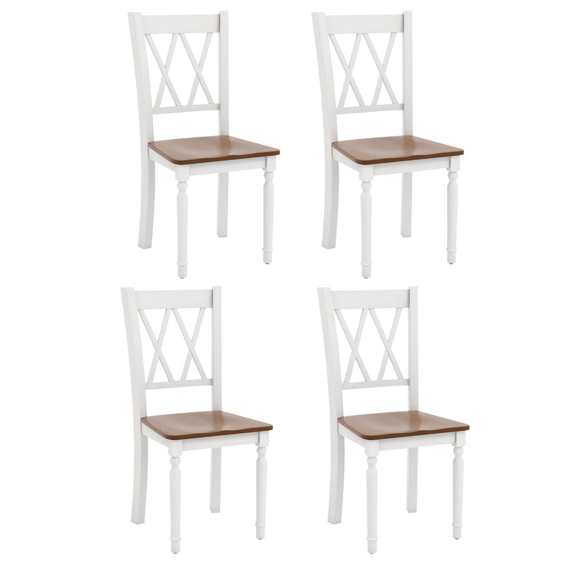 Giantex Dining Room Chairs Set of 4 White - Wooden Farmhouse Kitchen Chairs with Rubber Wood Seat