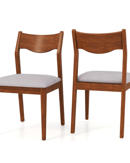 Giantex Wooden Dining Chairs Set of 2/4, Linen Fabric Upholstered Kitchen Chairs w/Rubber Wood Frame