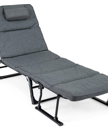 Giantex Folding Patio Lounge Chair with 6-Level Adjustable Backrest
