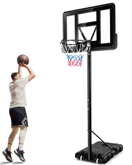 Giantex Portable Basketball Hoop Outdoor, 4.25-10ft Height Adjustable Basketball Goal System w/ 43.5" Shatterproof Backboard