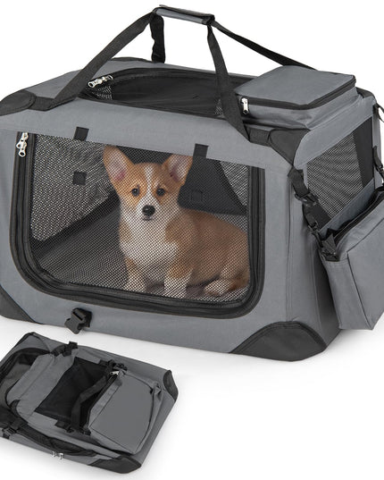Giantex Folding Soft Dog Crate with 5-Sided Mesh & 3 Doors