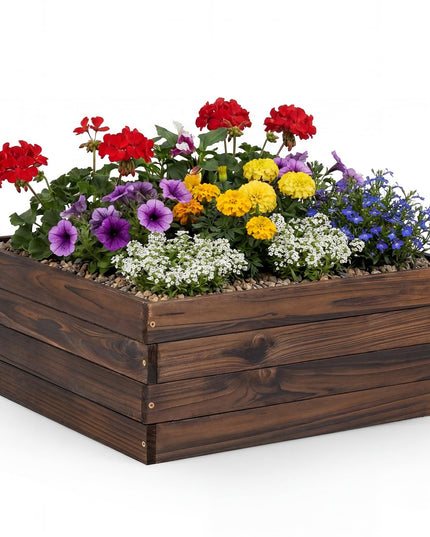 Giantex 23" x 23" Wooden Raised Garden Bed for Patio Yard Garden Balcony