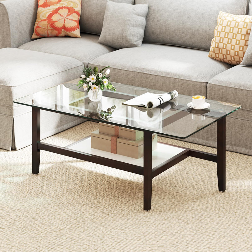 Giantex 42 Inch Glass Coffee Table