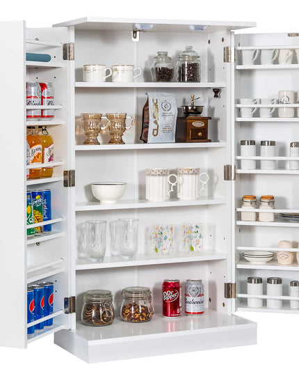 Giantex 41" Kitchen Pantry Cabinet, 2-Door Storage Cabinet with 17 Shelves