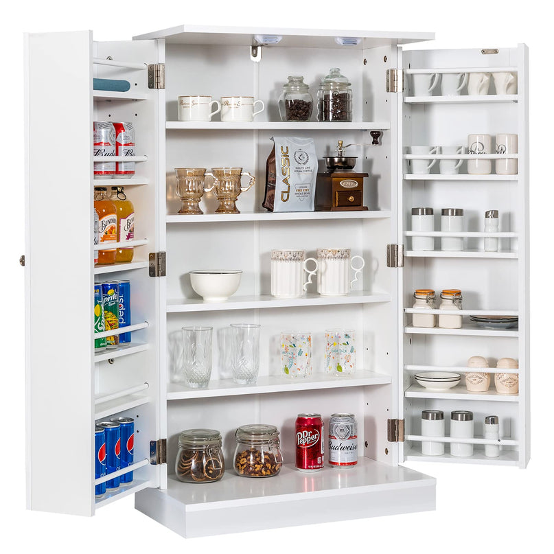 Giantex 41" Kitchen Pantry Cabinet, 2-Door Storage Cabinet with 17 Shelves