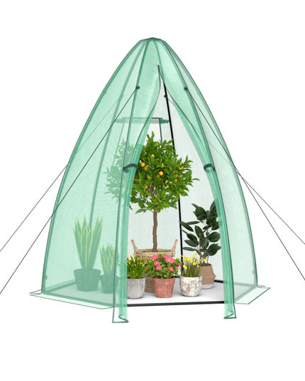 Giantex Portable Walk-in Greenhouse - 5.5’x5.5’x6’ PE Cover, Roll-up Zippered Door, Window