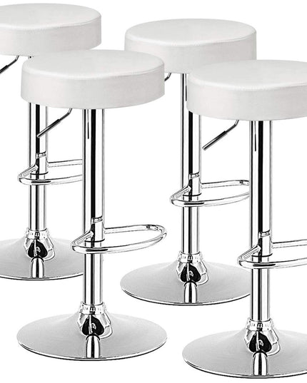 Modern Swivel Backless Round Barstool, PU Leather Armless bar Chair with Height Adjustable, Chrome Footrest