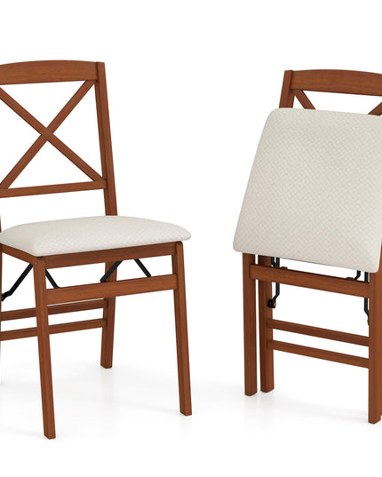 Giantex Folding Dining Chairs Set of 2/4, Modern Kitchen Chairs w/Padded Seat & Cross Backrest