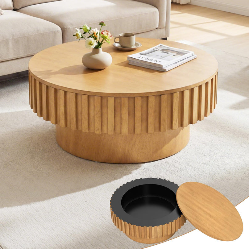 Table basse ronde Giantex avec rangement pour petits espaces de salon