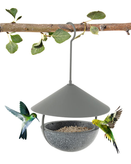 Giantex Bird Feeder, Hanging Wild Bird Feeder Bath with Removable Resin Feed Bowl and Waterproof Metal Roof