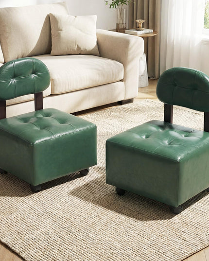Giantex Small Modern Square Rolling Footrest Stools Set of 2