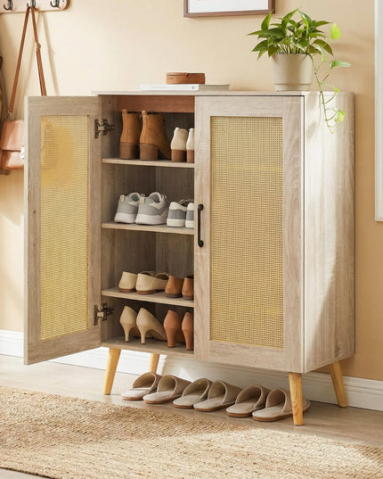 Meuble de rangement pour chaussures Giantex à 4 niveaux en rotin avec étagères amovibles