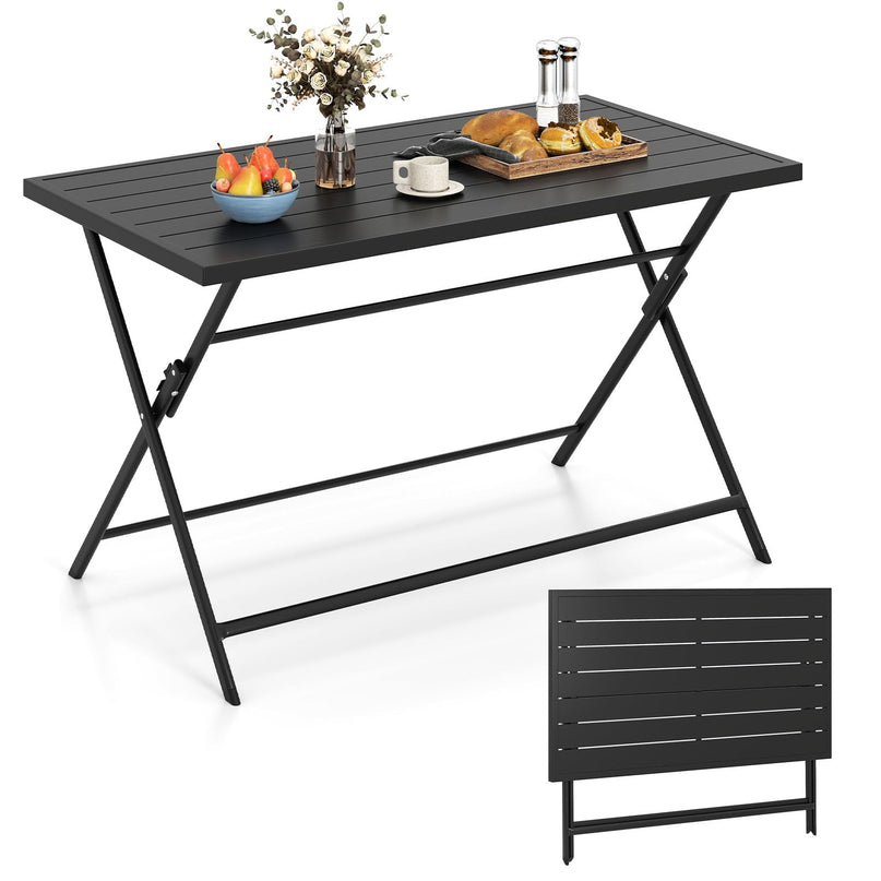 Table à manger d'extérieur pliante Giantex pour 4-6 personnes (122 x 76 cm)