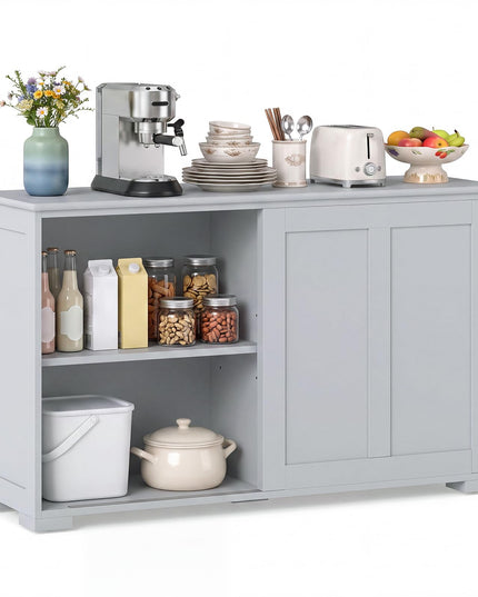 Meuble de rangement Giantex avec buffet, meuble à vin de bar à café, bahut de ferme avec porte coulissante