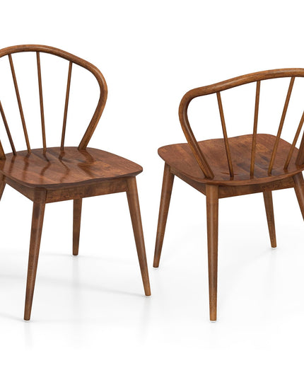 Giantex Wooden Dining Chairs Set of 2/4, Windsor Kitchen Chairs w/High Spindle Back & Rubber Wood Legs
