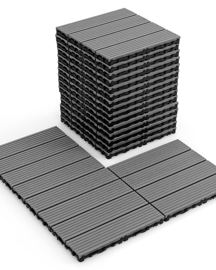 Giantex Interlocking Deck Tiles 18/36 Pack - 12 x 12 in Composite Outdoor Flooring Covering All Weather Use