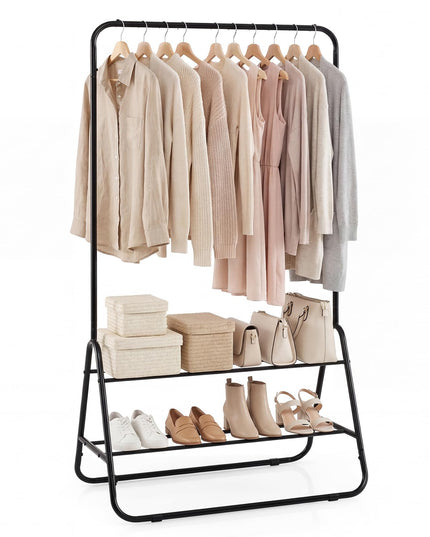 Giantex Heavy Duty Clothes Rack with Hanging Rod and Storage Shelves