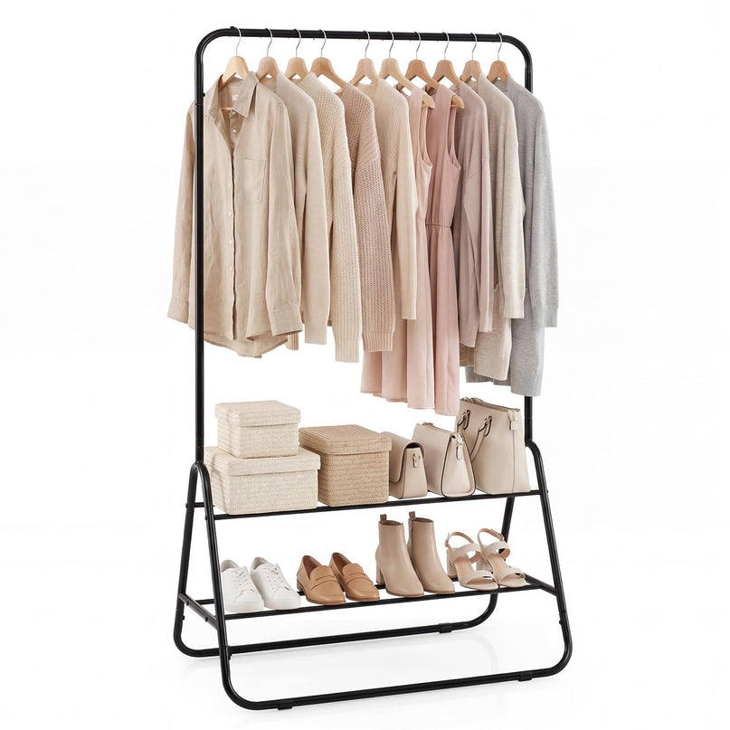 Giantex Heavy Duty Clothes Rack with Hanging Rod and Storage Shelves