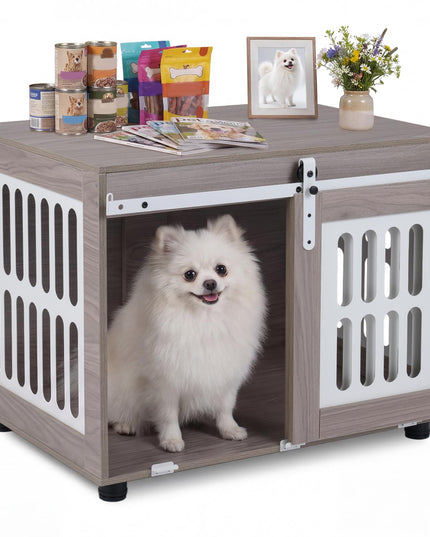 GIANTEX 80cm Dog Crate Furniture with Barn Door for Small Medium Dogs