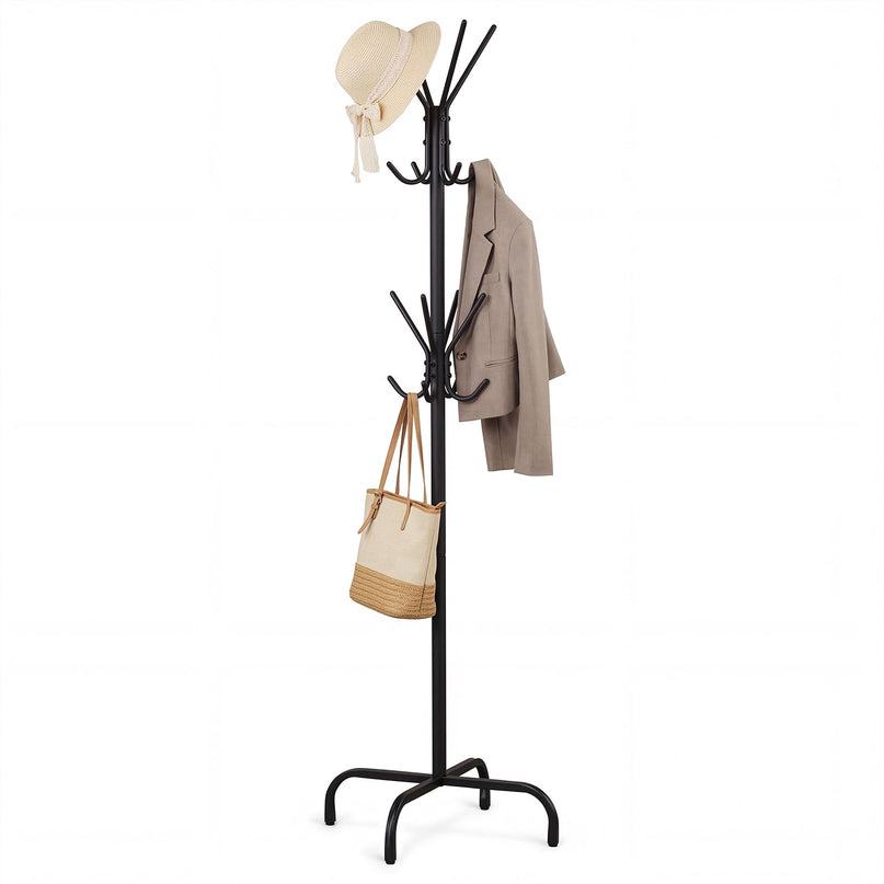 GIANTEX Metal Coat Rack Freestanding with 16 Hooks & 4 Legs
