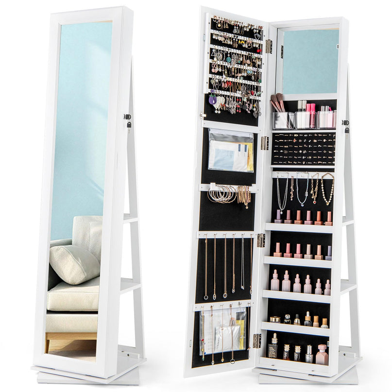 CHARMAID 360° Swivel Jewelry Armoire with Full Length Mirror