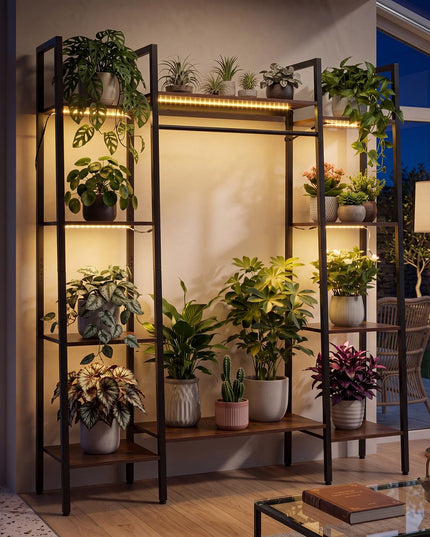 GIANTEX 10-Tier Plant Stand with LED Lights for Living Room