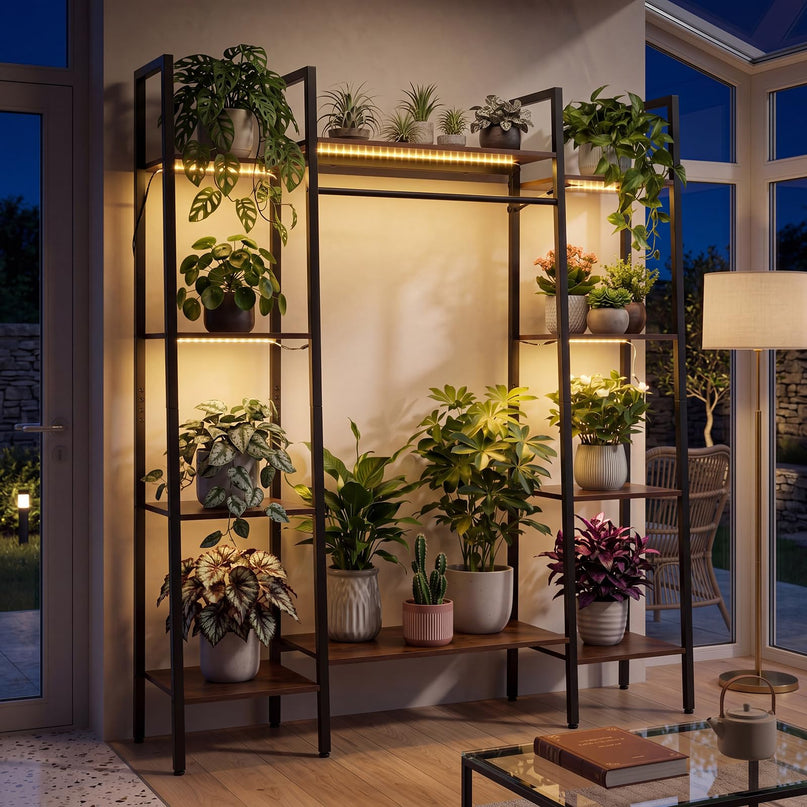GIANTEX 10-Tier Plant Stand with LED Lights for Living Room