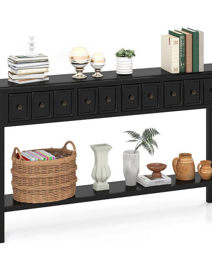 Giantex 60" Entryway Table with 4 Drawers and Open Storage Shelf