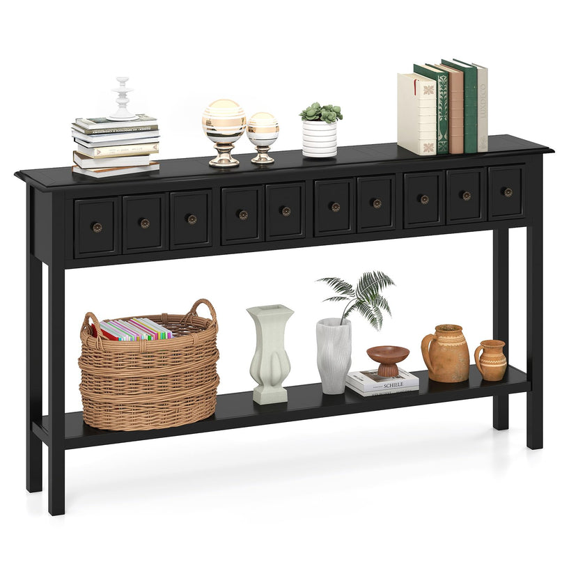 Giantex 60" Entryway Table with 4 Drawers and Open Storage Shelf