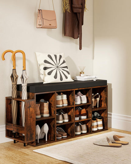 Giantex Shoe Storage Bench with Umbrella Stand 10-Cubby Entryway Shoe Rack