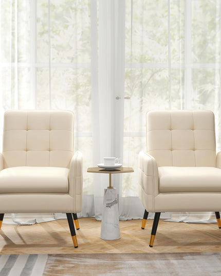 Giantex Modern Mid-Century Accent Chair - Upholstered Armchair with Tufted Back, Metal Legs