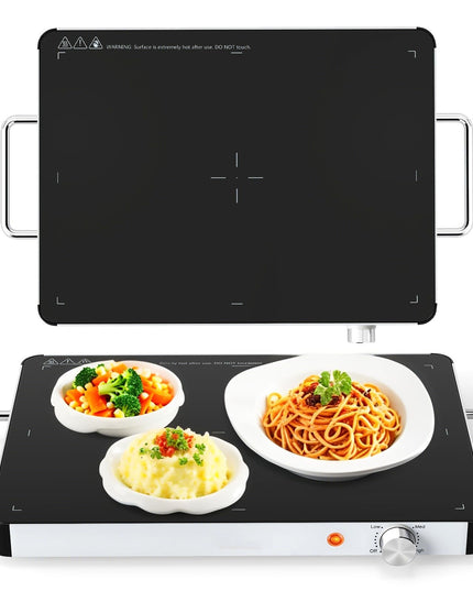 Giantex Electric Warming Tray 40 x 30 cm - Tempered Glass Buffet Server & Food Warmer