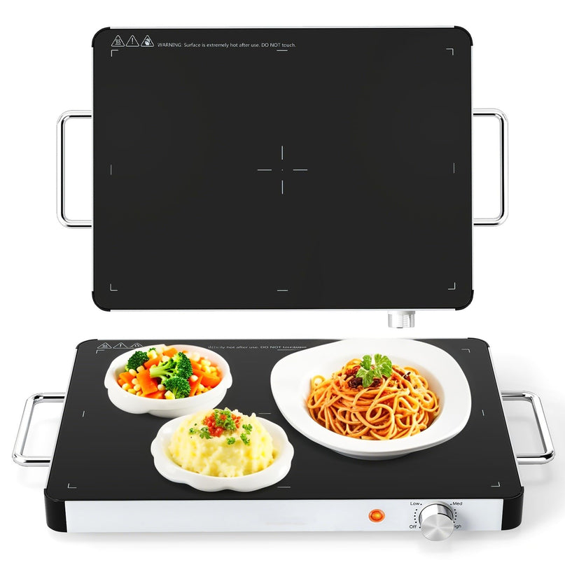 Giantex Electric Warming Tray 40 x 30 cm - Tempered Glass Buffet Server & Food Warmer