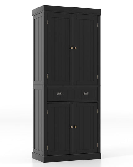 Giantex Pantry Organizers and Storage, 72" Tall Kitchen Cabinet with 2-Door Cabinets & Drawer, Buffet Sideboard