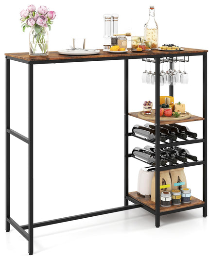Giantex 48" Bar Table with Storage Shelves for Kitchen Living Room Dinette
