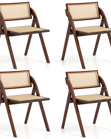 Giantex Folding Dining Chairs Set, Wooden Folding Chair with Rattan Backrest & Seat