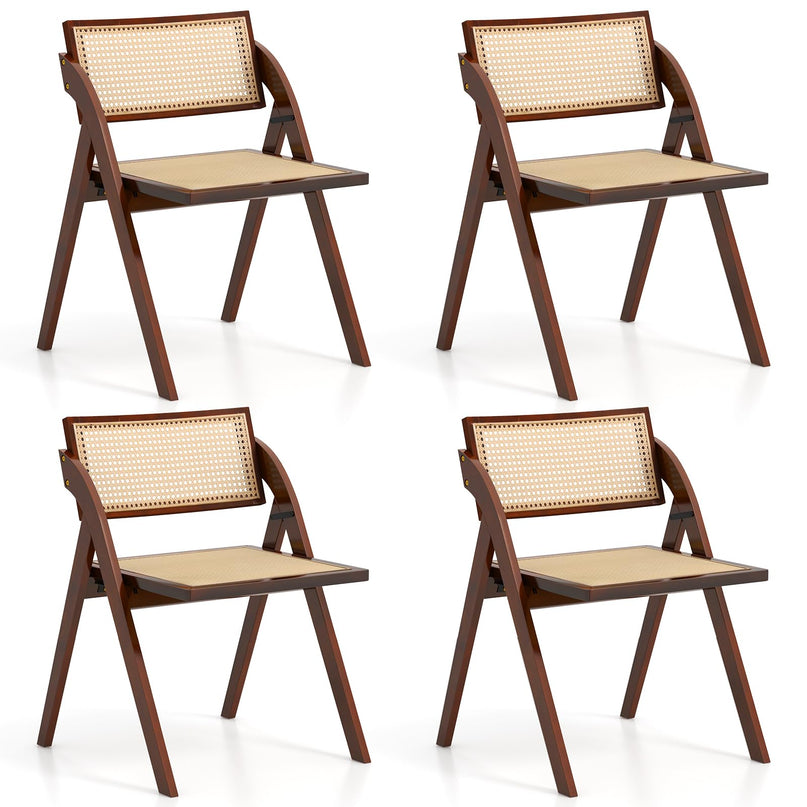 Giantex Folding Dining Chairs Set, Wooden Folding Chair with Rattan Backrest & Seat