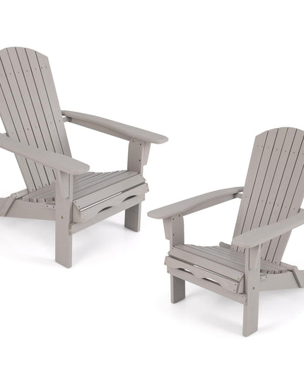 Giantex Foldable Adirondack Chair Set of 1/2/4 - Folding Front Porch Chairs with High Back, Wide Armrests, 400 LBS Max Load