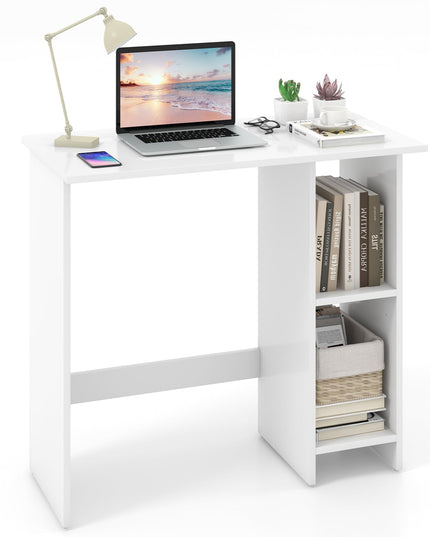Giantex Small Desk, Compact Study Writing Desk with 3-Position Adjustable Shelf, Anti-Toppling Kit