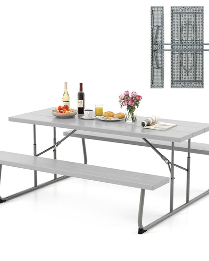 Giantex Folding Picnic Table - 6 FT Outdoor Table Bench Set for 8 Persons w/All-Weather HDPE Tabletop