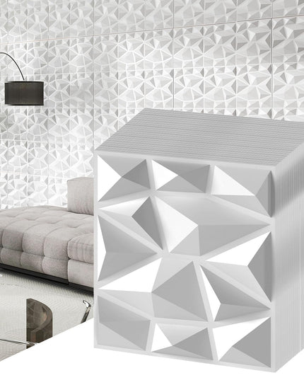 Giantex 12"x12" White PVC Decorative Wall Tiles with Diamond Pattern | 50/100 Pack 3D Wall Panels