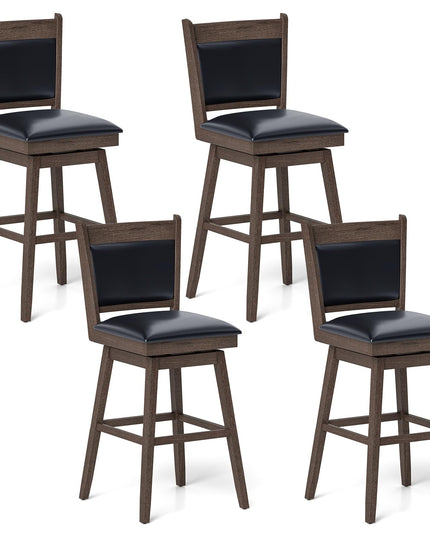 Giantex 29" Bar Stools Set, Upholstered Swivel Bar Chairs with Ergonomic Back