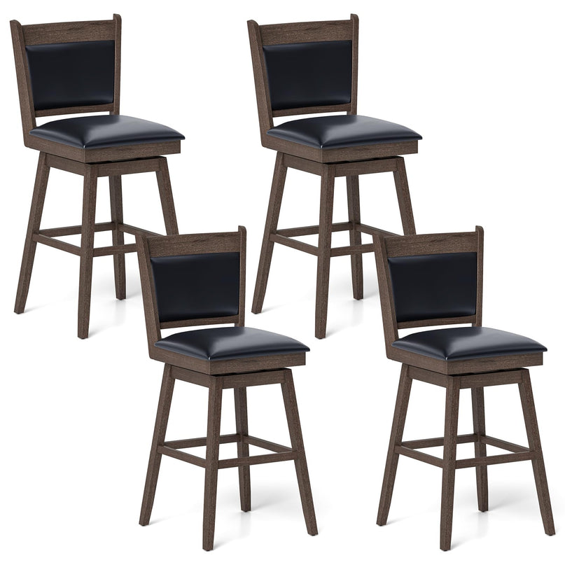 Giantex 29" Bar Stools Set, Upholstered Swivel Bar Chairs with Ergonomic Back