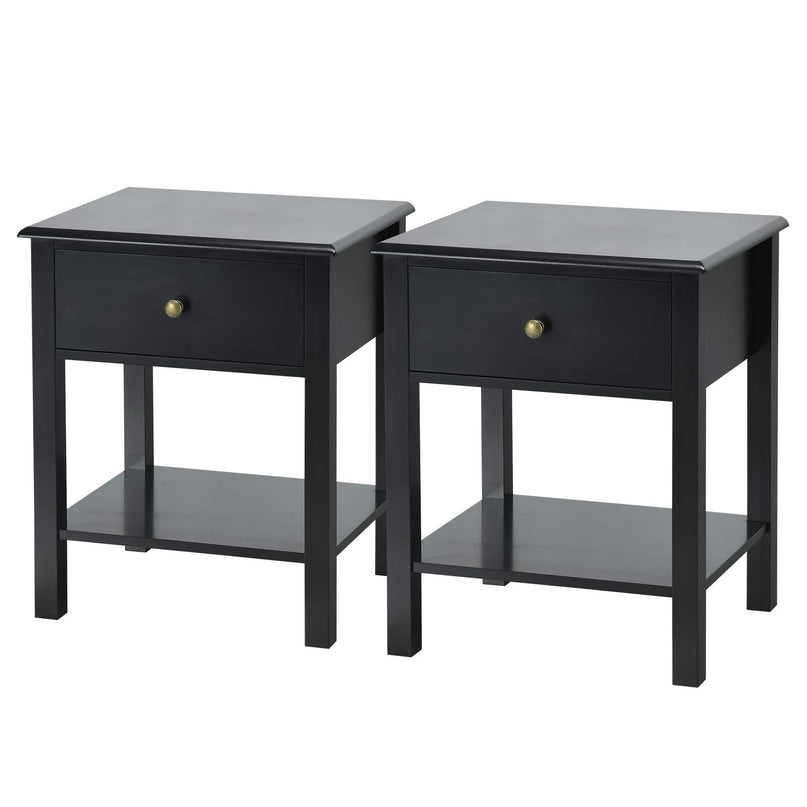 Giantex Nightstand W/Drawer and Shelf, Stable Frame Storage Cabinet