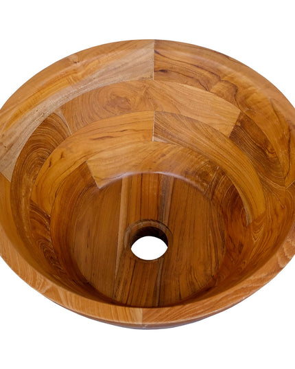 Giantex Teak Wood Vessel Sink - Bathroom Washbasin with Smooth Finish, Round Corner (16” x 16” x 8”)