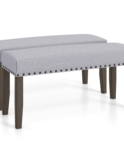 Giantex 42.5” Upholstered Entryway Bench, Set of 1/2 Dining Bench with Nailhead Trim