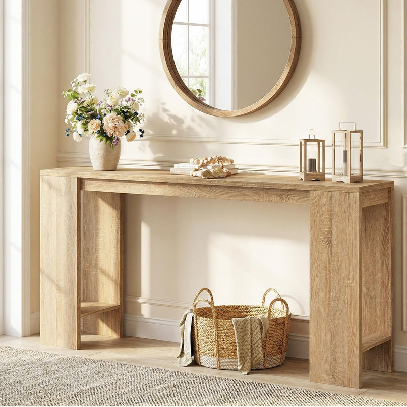 Giantex 71" Farmhouse Console Table Narrow Long Entryway Table Behind Couch