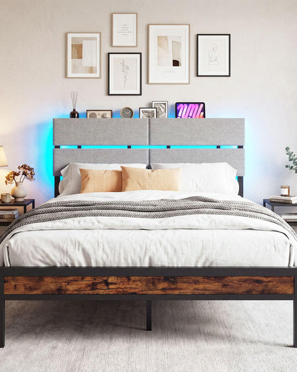 Giantex Full Size Bed Frame with Upholstered Headboard