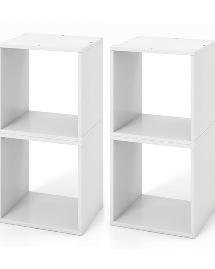 Giantex 2/4 Cube Bookshelf Organizer, 2-Tier Stackable Cube Storage Organizer