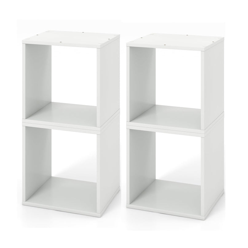 Giantex 2/4 Cube Bookshelf Organizer, 2-Tier Stackable Cube Storage Organizer